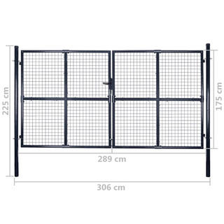 vidaXL Mesh Garden Gate Galvanised Steel 289x175 cm Grey - Giant Lobelia