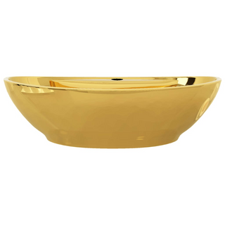 Wash Basin with Overflow 58.5x39x21 cm Ceramic Gold - Giant Lobelia