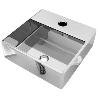 Wash Basin with Faucet Hole 38x30x11.5 cm Ceramic Silver - Giant Lobelia