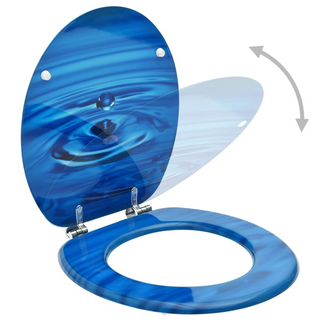 WC Toilet Seat with Lid MDF Blue Water Drop Design - Giant Lobelia