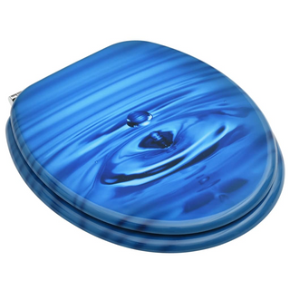 WC Toilet Seat with Lid MDF Blue Water Drop Design - Giant Lobelia