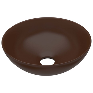 Bathroom Sink Ceramic Dark Brown Round - Giant Lobelia