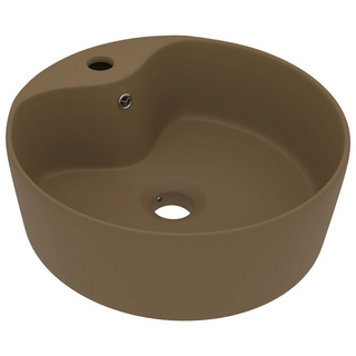 vidaXL Luxury Wash Basin with Overflow Matt Cream 36x13 cm Ceramic - Giant Lobelia