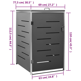 Single Wheelie Bin Shed 69x77.5x112.5 cm Stainless Steel - Giant Lobelia