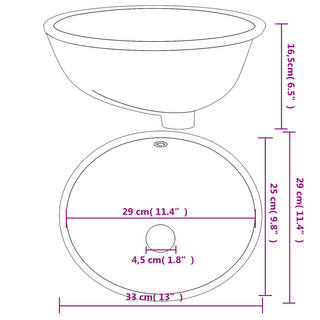 Bathroom Sink White 33x29x16.5 cm Oval Ceramic - Giant Lobelia