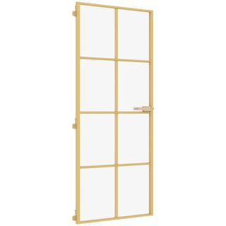 vidaXL Interior Door Slim Golden 93x201.5 cm Tempered Glass and Aluminium - Giant Lobelia