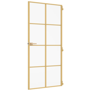 vidaXL Interior Door Slim Golden 93x201.5 cm Tempered Glass and Aluminium - Giant Lobelia