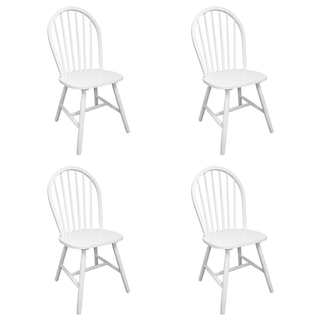 vidaXL Dining Chairs 4 pcs White Solid Rubber Wood - Giant Lobelia