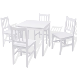 vidaXL Five Piece Dining Set Pinewood White - Giant Lobelia