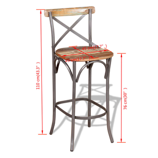 Bar Chair Solid Reclaimed Wood - Giant Lobelia