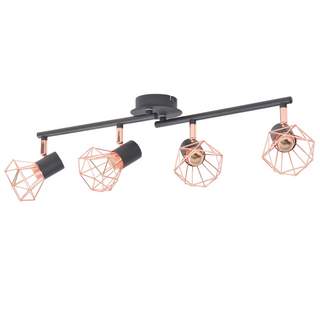 Ceiling Lamp with 4 Spotlights E14 Black and Copper - Giant Lobelia