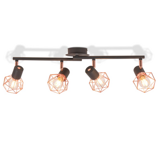 Ceiling Lamp with 4 Spotlights E14 Black and Copper - Giant Lobelia