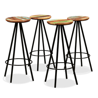 Bar Stools 4 pcs - Solid Reclaimed Wood - Industrial Style and Durability - Giant Lobelia