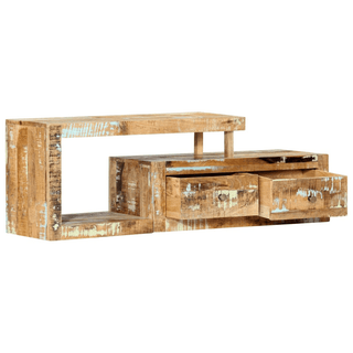 vidaXL TV Cabinet 120x30x40 cm Solid Reclaimed Wood - Classic-style Wooden TV Stand with Drawers and Compartment - Giant Lobelia