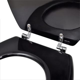 Toilet Seats with Lids 2 pcs MDF Black - Giant Lobelia