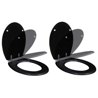 Toilet Seats with Soft Close Lids 2 pcs MDF Black - Giant Lobelia