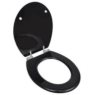 Toilet Seats with Soft Close Lids 2 pcs MDF Black - Giant Lobelia