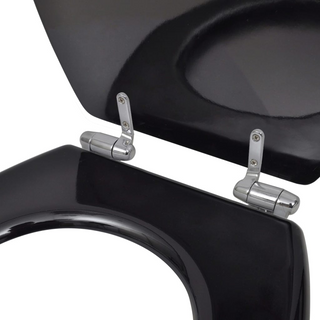 Toilet Seats with Soft Close Lids 2 pcs MDF Black - Giant Lobelia