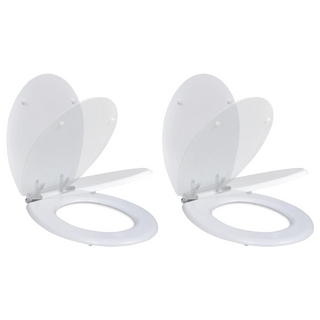 Toilet Seats with Soft Close Lids 2 pcs MDF White - Giant Lobelia