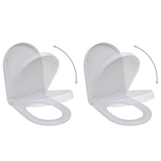 Toilet Seats with Soft Close Lids 2 pcs Plastic White - Giant Lobelia