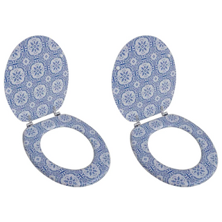 Toilet Seats with Lids 2 pcs MDF Porcelain - Giant Lobelia