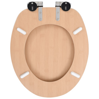 WC Toilet Seats 2 pcs with Soft Close Lids MDF Bamboo Design - Giant Lobelia