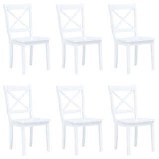 vidaXL Dining Chairs 6 pcs White Solid Rubber Wood - Giant Lobelia