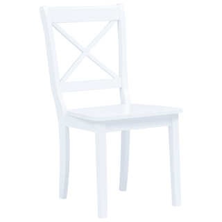 vidaXL Dining Chairs 6 pcs White Solid Rubber Wood - Giant Lobelia