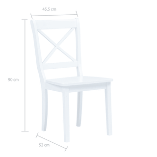 vidaXL Dining Chairs 6 pcs White Solid Rubber Wood - Giant Lobelia