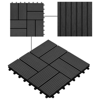 vidaXL 22 pcs Decking Tiles 30x30 cm 2 sqm WPC Black - Giant Lobelia