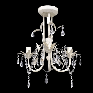 vidaXL Crystal Pendant Ceiling Lamp Chandeliers 4 pcs Elegant White - Giant Lobelia