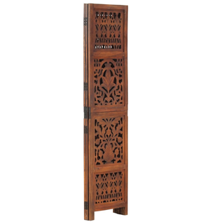 vidaXL Hand Carved 3-Panel Room Divider Brown 120x165 cm Solid Mango Wood - Giant Lobelia