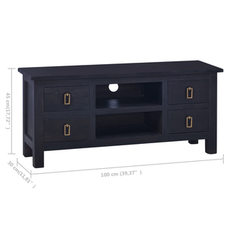 TV Cabinet Light Black Coffee 100x30x45 cm Solid Mahogany Wood - Giant Lobelia