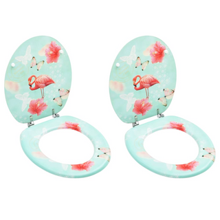 WC Toilet Seats with Lid 2 pcs MDF Flamingo Design - Giant Lobelia