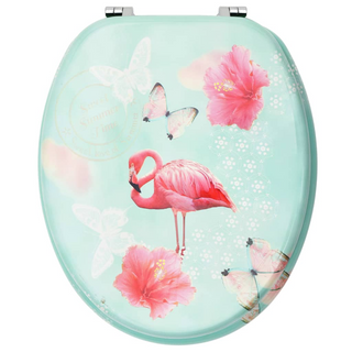 WC Toilet Seats with Lid 2 pcs MDF Flamingo Design - Giant Lobelia