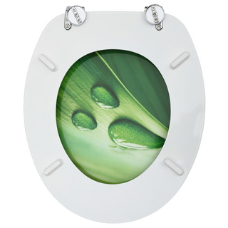 WC Toilet Seats with Lid 2 pcs MDF Green Water Drop Design - Giant Lobelia