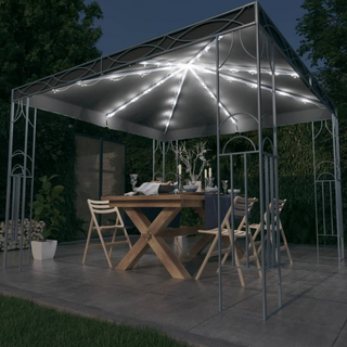 Gazebo with LED String Lights 300x300 cm Anthracite - Giant Lobelia