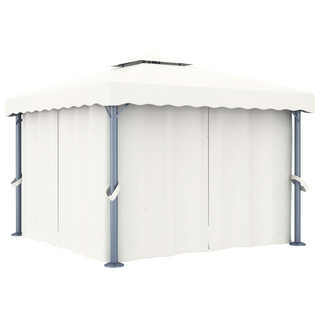 Gazebo with Curtain&LED String Lights 3x3 m Cream White - Giant Lobelia