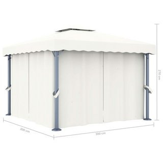 Gazebo with Curtain&LED String Lights 3x3 m Cream White - Giant Lobelia