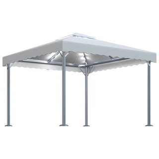 Gazebo with LED String Lights 300x300 cm Cream Aluminium - Giant Lobelia