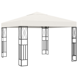 Gazebo with LED String Lights 3x3 m Cream Fabric - Giant Lobelia