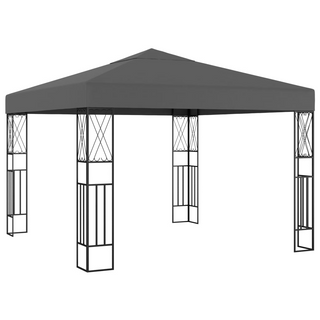 Gazebo with LED String Lights 3x3 m Anthracite Fabric - Giant Lobelia