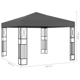 Gazebo with LED String Lights 3x3 m Anthracite Fabric - Giant Lobelia