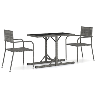 3 Piece Garden Dining Set Grey - Giant Lobelia