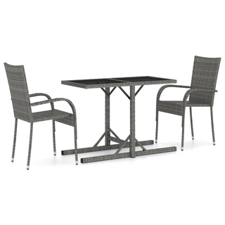 3 Piece Garden Dining Set Grey - Giant Lobelia