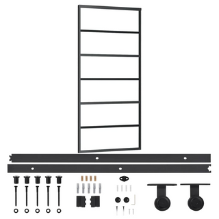 Sliding Door with Hardware Set ESG Glass&Aluminium 90x205 cm - Giant Lobelia