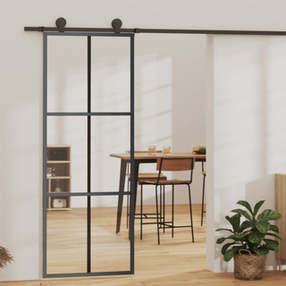 Sliding Door with Hardware Set ESG Glass&Aluminium 76x205 cm - Giant Lobelia