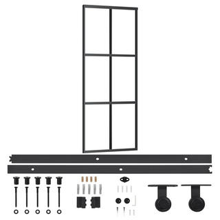 Sliding Door with Hardware Set ESG Glass&Aluminium 76x205 cm - Giant Lobelia