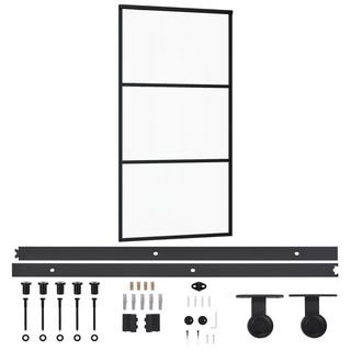 Sliding Door with Hardware Set ESG Glass&Aluminium 102x205 cm - Giant Lobelia