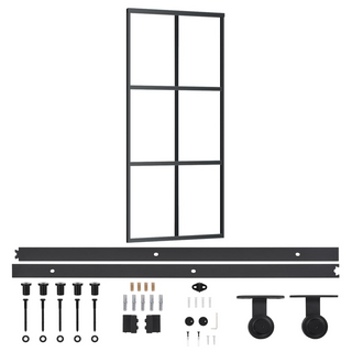 Sliding Door with Hardware Set ESG Glass&Aluminium 90x205 cm - Giant Lobelia